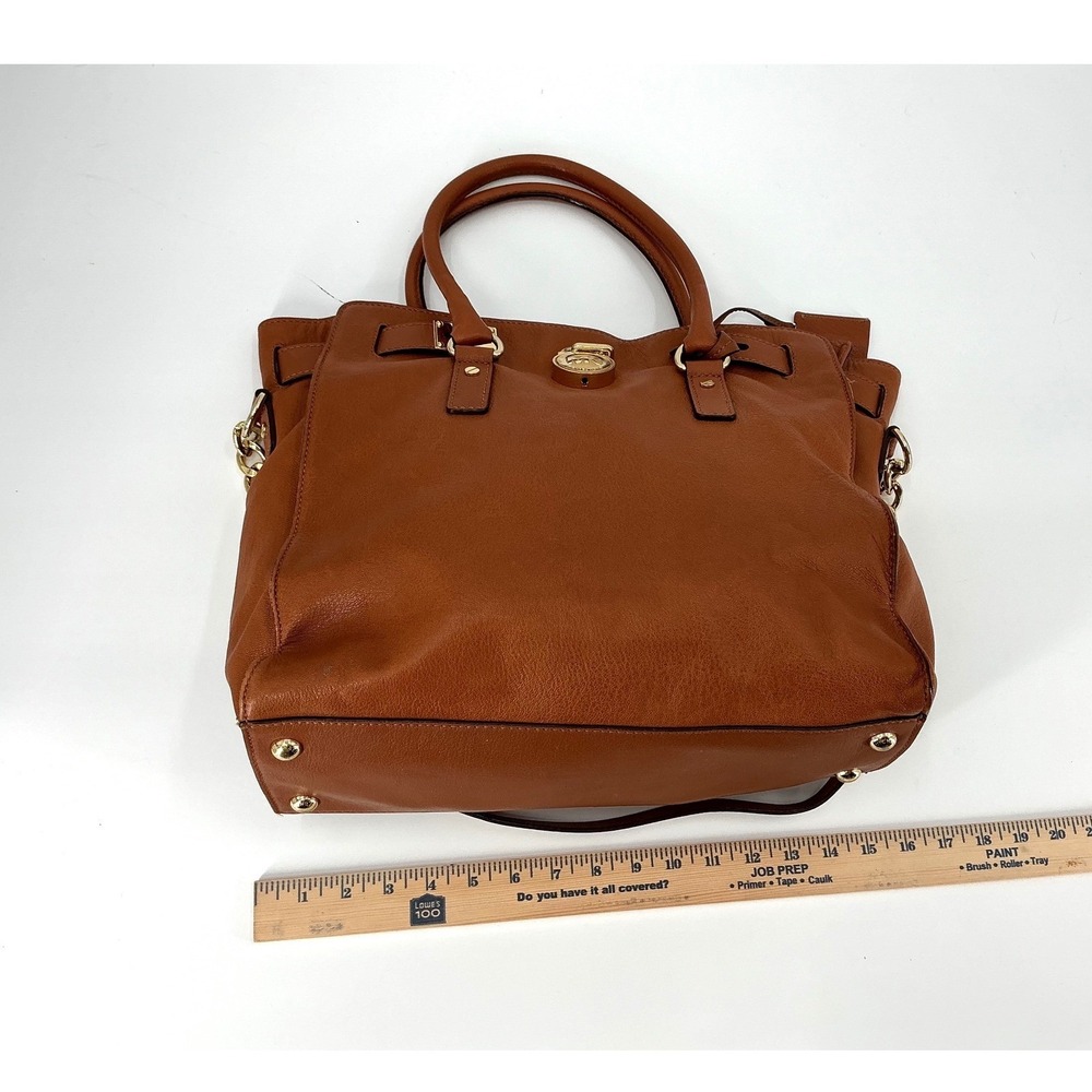 Michael Kors Hamilton Satchel Purse Cognac Leather Gold Hardware Top Handle bag - Picture 11 of 13